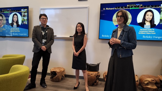 From left to rigiht: Jerry Luk, Co-Founder and President of Firework; Linda Yu, partner Soft Bank Vision Fund; and Victoria Howell, Director of SCET Professional Programs.