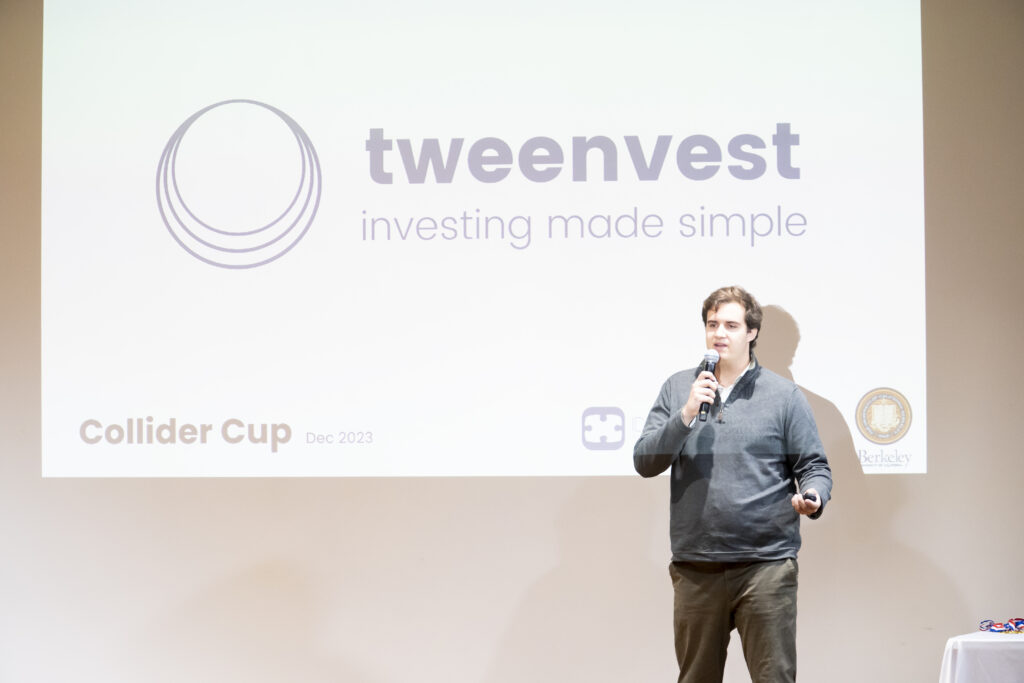 Pepe Tatay-Sanguesa presenting Tweenvest (Photo by Adam Lau/Berkeley Engineering)