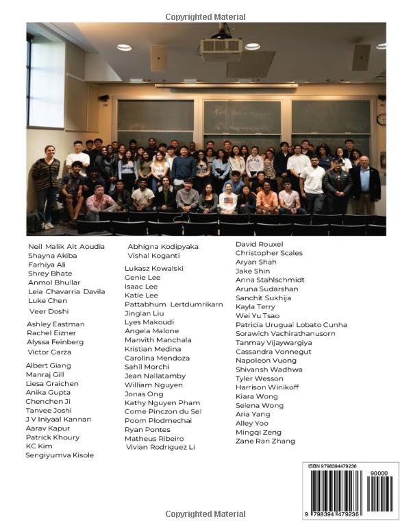 Back cover of Sink or Swim, Lessons for Startups, showing a photo of students in the class and listing their individual names.