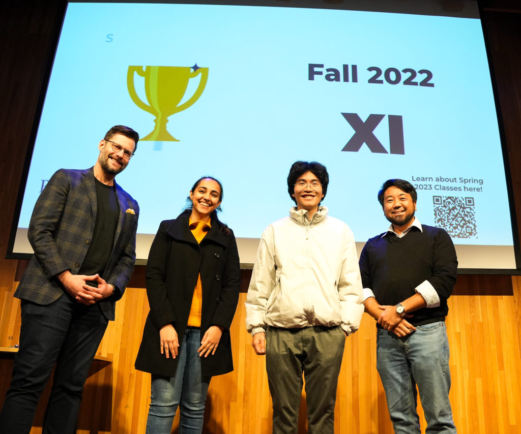 Team SOPet and judges. From left to right: Michael Greenberg, Riddhi Khanna, Chawin Viriyasopon, and Jay Onda
