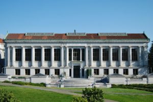 Landscape image of the front of Berkeley Doe Library