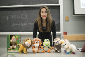 Marissa Louie with her Animoodles before speaking at the SCET's challenge lab class on disaster recovery in Puerto Rico.