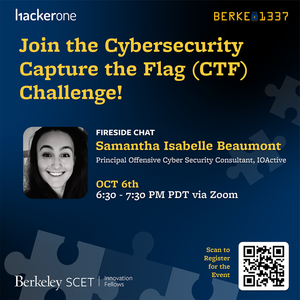 Cyber Guest Speaker and CTF Mentorship Event Flyer of Samantha Beaumont
