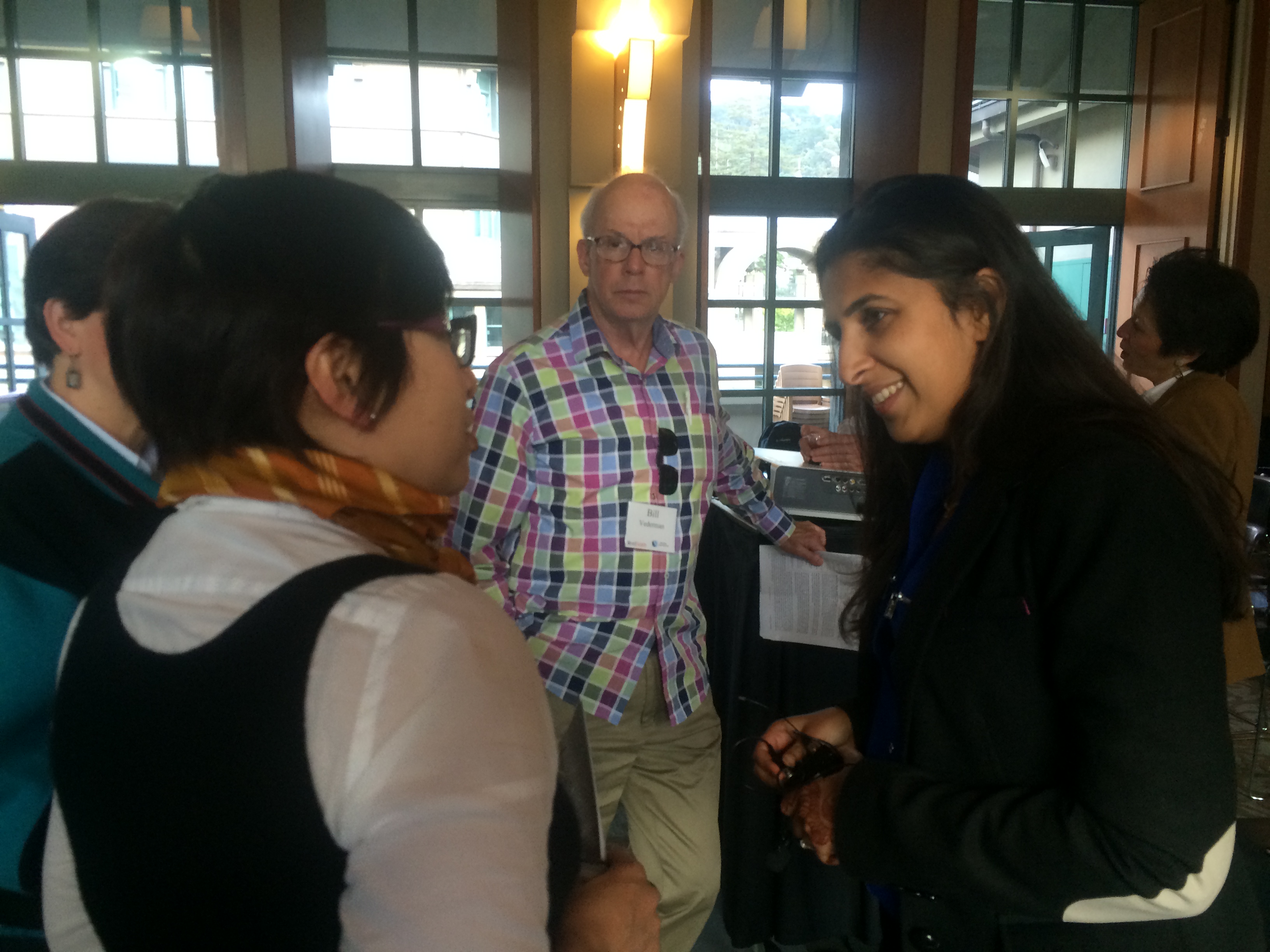 BAN members Kim Nguyen and Bill Vederman meet with nVision CEO Surbhi Sana at BAN's April 2016 meeting.