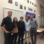 From left to right: UC Berkeley Visiting Scholar and Professor at Denmark Technical University, Jes Broeng; Advisors Hannelle Fares and Eldon Schoop; and winning team IV-GO, Asher Saghian and Patrick Thelen