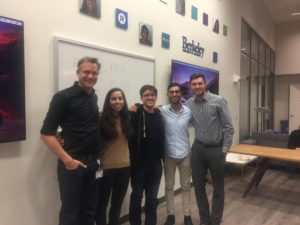 From left to right: UC Berkeley Visiting Scholar and Professor at Denmark Technical University, Jes Broeng; Advisors Hannelle Fares and Eldon Schoop; and winning team IV-GO, Asher Saghian and Patrick Thelen