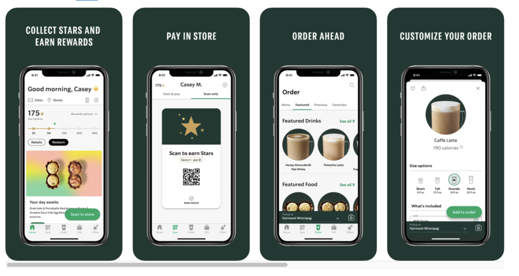 Starbuck app screenshots