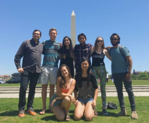 Students sightseeing at the Washington Monument