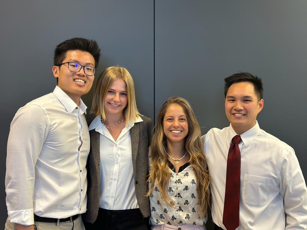 Team Uncracked posing for a photo at the SCET offices. From left to right: Andy Yau, Kate Sullivan, Shirli Hameiri, and Edwin Oon