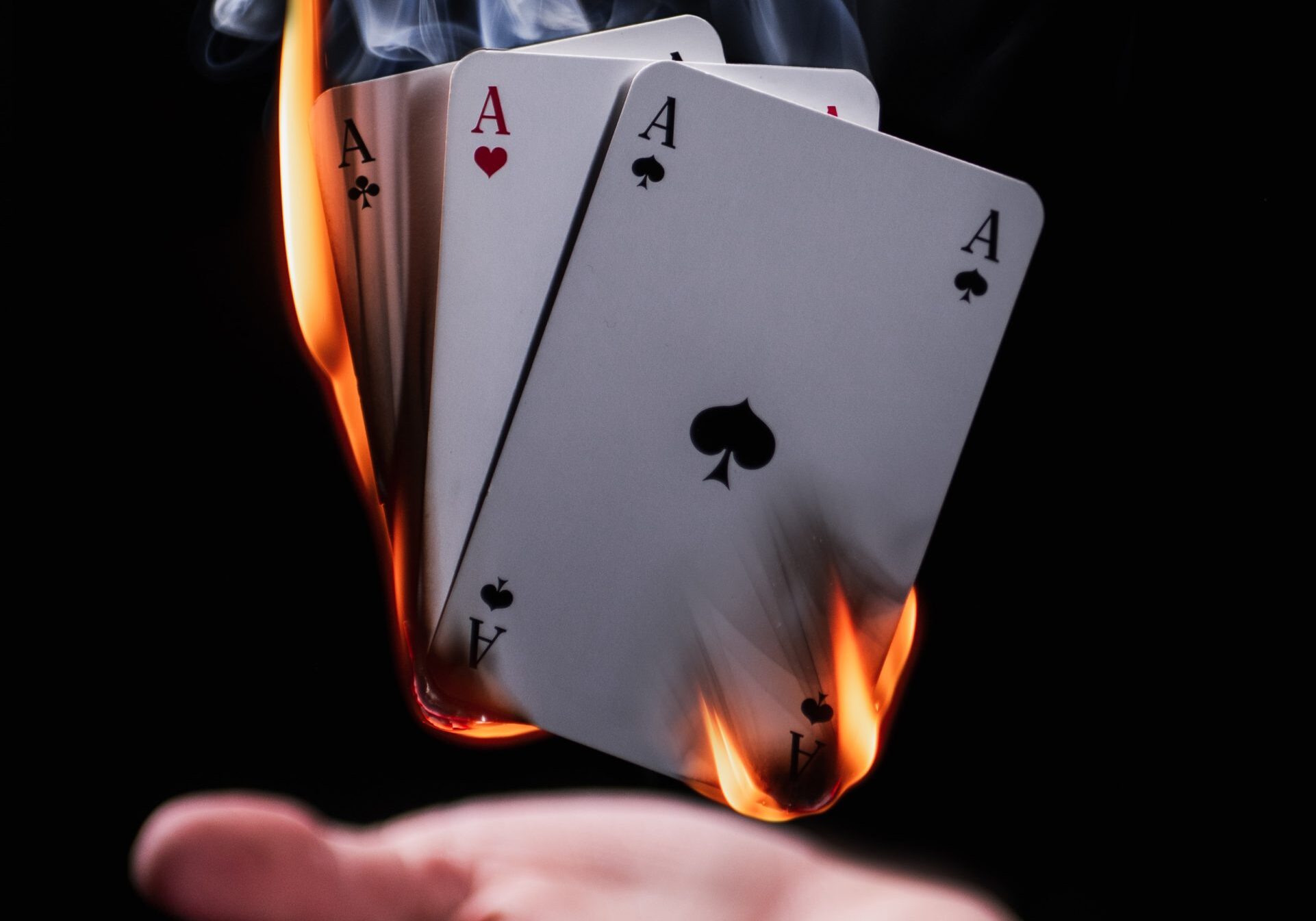 Deck of cards in flames