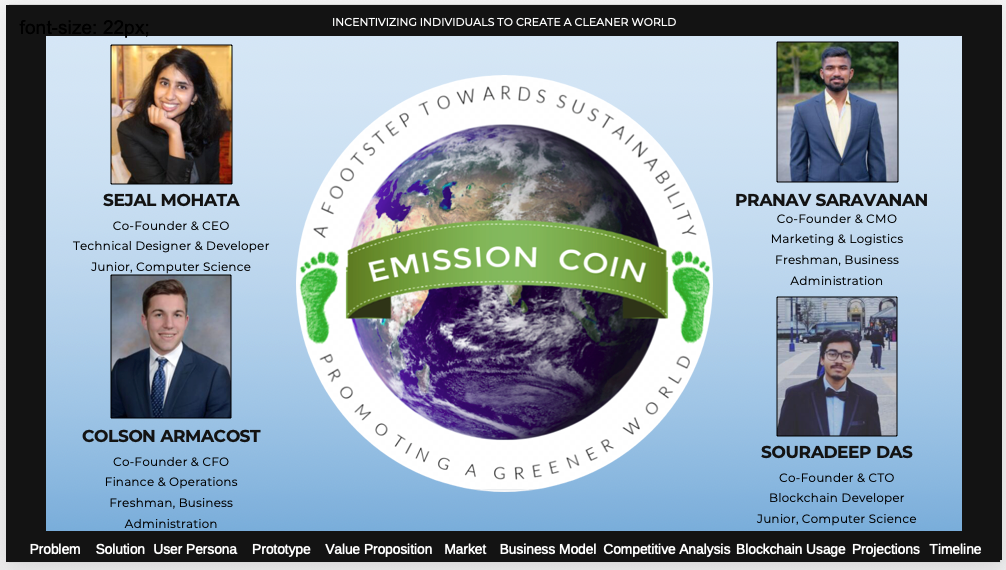 Emission Coin is a corporate social responsibility venture that uses blockchain to keep employees accountable and have a public record of sustainability. 