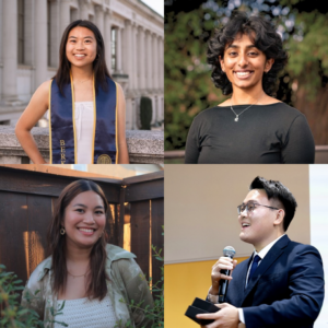 scet spring 2024 course coordinators - This is a collage showing four course coordinators students. Starting with Top left, there is Claire Chu, Sanjana Gurram, Anderson Lam, and Katrina Manaloto